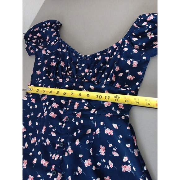 VTG Tixxi Y2K Babydoll Dress Womens Small Blue Dainty Floral Fairy Milkmaid 90's - Picture 7 of 11